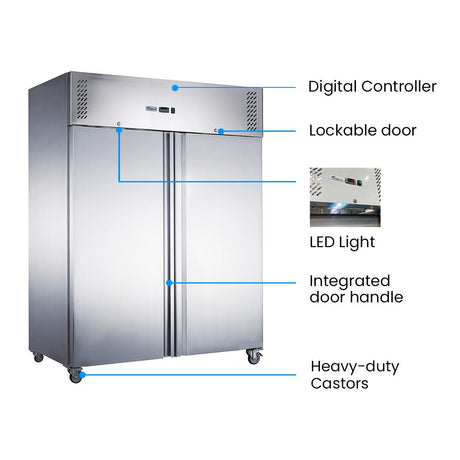 FED - X S/S Two Full Door Upright Fridge - XURC1200SFV - Whisk Hospitality - XURC1200SFV