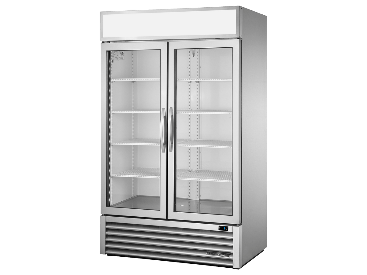 True Refrigeration Upright Retail Merchandiser Refrigerator 2 Full Glass Swing Doors - GDM - 43 - HC - FGD01 - Whisk Hospitality - GDM-43-HC-FGD01