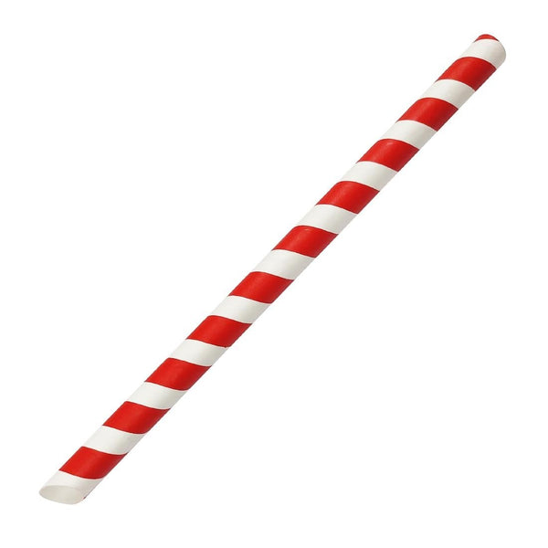 Fiesta Compostable Bubble Tea Straw Red & White - 12x210mm (Pack 150) HU368 - Whisk Hospitality - HU368