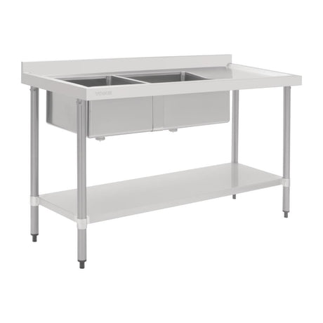 Vogue Double Bowl Sink R/H Drainer - 1800mm (90mm Drain) HC907 - Whisk Hospitality - HC907