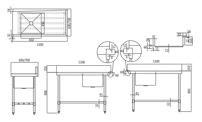 Mixrite STAINLESS STEEL DISHWASHER SINGLE INLET SINK W1200 X D600 X H900 1 WSS16165R - Whisk Hospitality - WSS16165R