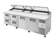 True Refrigeration Pizza Prep Table 15x 1/3 Top Pans 4 Drawers + 2 Solid Swing Doors - TPP - AT - 119D - 4 - HC - Whisk Hospitality - TPP-AT-119D-4-HC