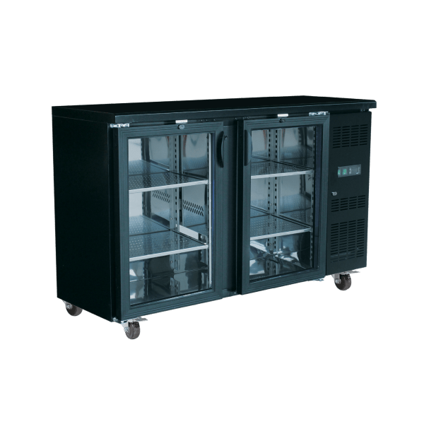 Exquisite UBC380 Black Two Door Back Bar Fridge - Whisk Hospitality - 3PA-8767-DHT-UBC380