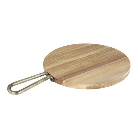 Olympia Round Paddle Board Acacia Wood With Metal Handle - 458x305x20mm HX389 - Whisk Hospitality - HX389