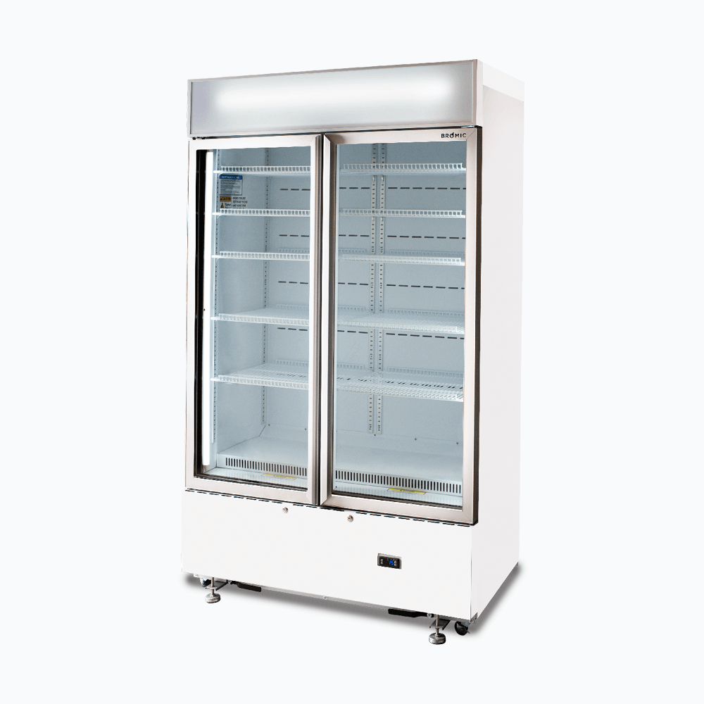 Bromic Upright Display Fridge - 960L - 2 Doors - Flat Glass - Cassette - White - Whisk Hospitality - GM1000LWCAS