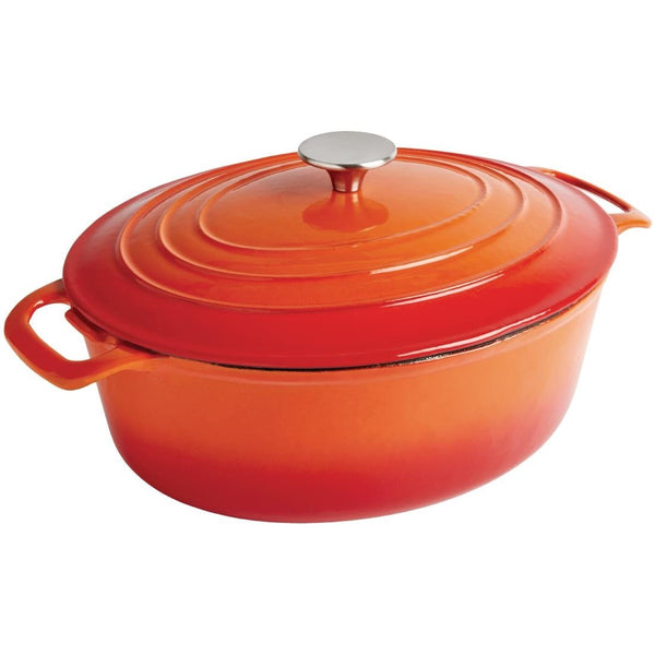 Vogue Oval Casserole Orange - 5Ltr 110h x 243w x 295mm d GH311 - Whisk Hospitality - GH311