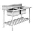 Double Left Sink Bench with Pot Undershelf DSB7 - 1500L/A - Whisk Hospitality - DSB7-1500L/A