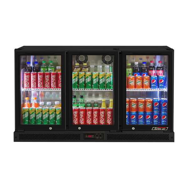 Turbo Air 3 Glass Door Back Bar Fridge Black 1300mm TB13-8H-SWBBB-N - Whisk Hospitality - TB13-8H-SWBBB-N