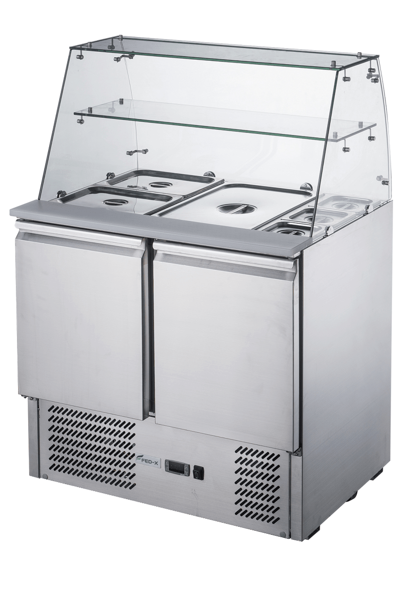 FED - X Two Door Salad Prep Fridge with Glass Top - XS900GC - Whisk Hospitality - XS900GC