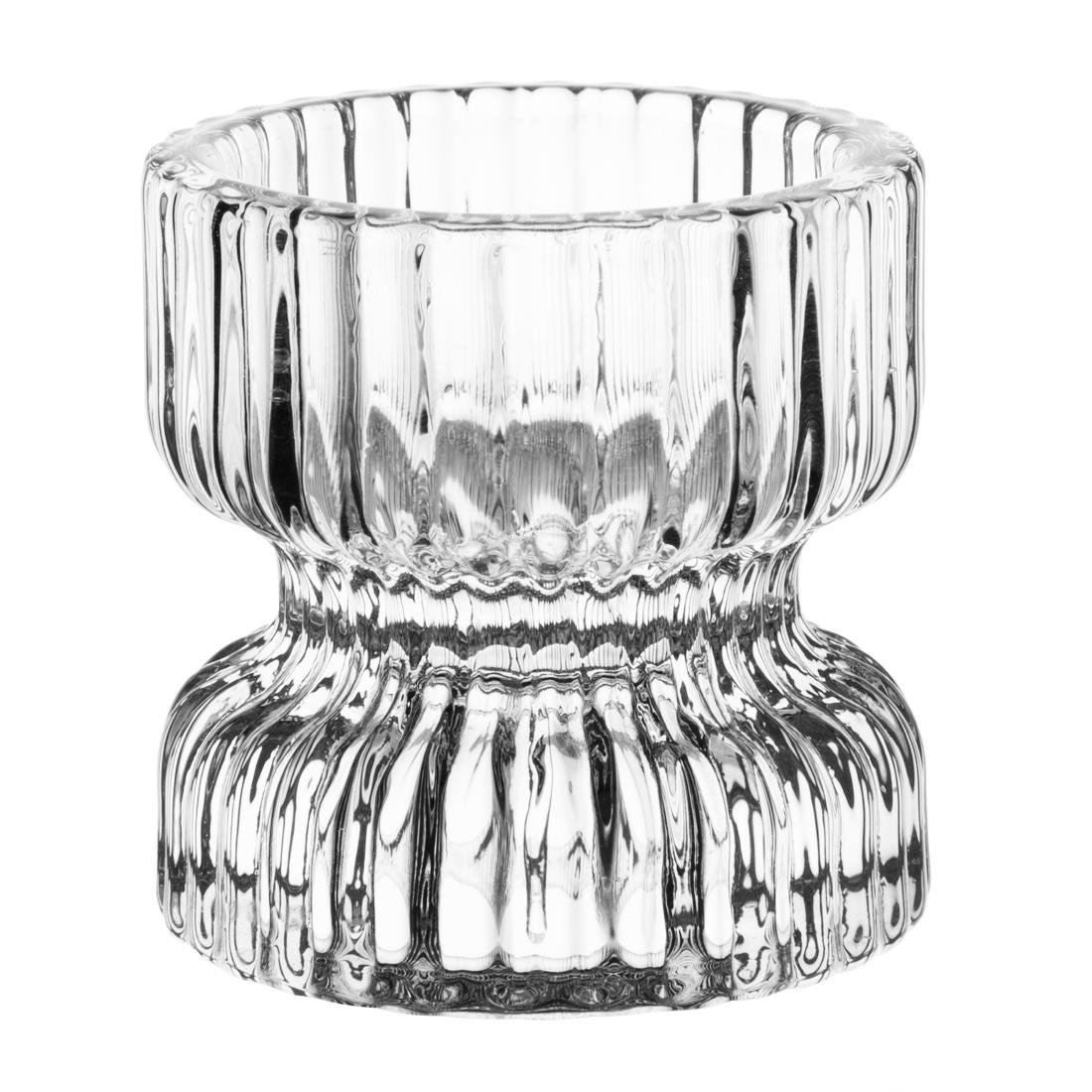 Olympia Tealight/Candle Holder Glass Ridged - 52x52mm (Box 6) HZ331 - Whisk Hospitality - HZ331