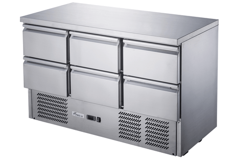 FED - X Six Drawer Compact Workbench Fridge - XGNS1300 - 6D - Whisk Hospitality - XGNS1300-6D