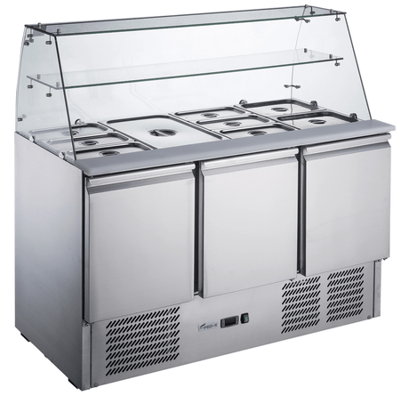 FED - X Three Door Salad Prep Fridge with Glass Top - XS903GC - Whisk Hospitality - XS903GC