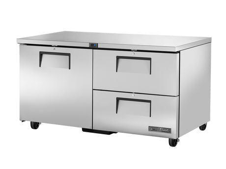 True Refrigeration Undercounter Foodservice Refrigerator, 2 Drawers + 1 Solid Swing Door - TUC - 60D - 2 - HC - Whisk Hospitality - TUC-60D-2-HC