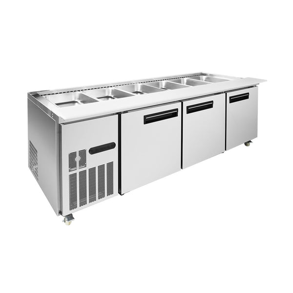 Thermaster Three Door Cold Bench Salad Station 6x1/1 GN Pans PG210FA-XB - Whisk Hospitality - PG210FA-XB
