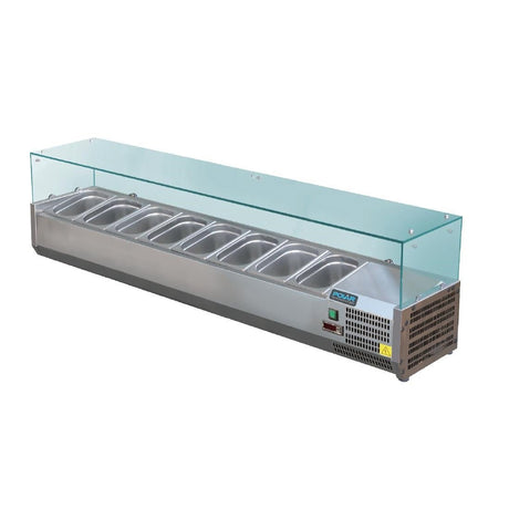 Polar G - Series Countertop Prep Fridge 8x 1/3GN with Glass Sneeze guard GD877 - A - Whisk Hospitality - GD877-A
