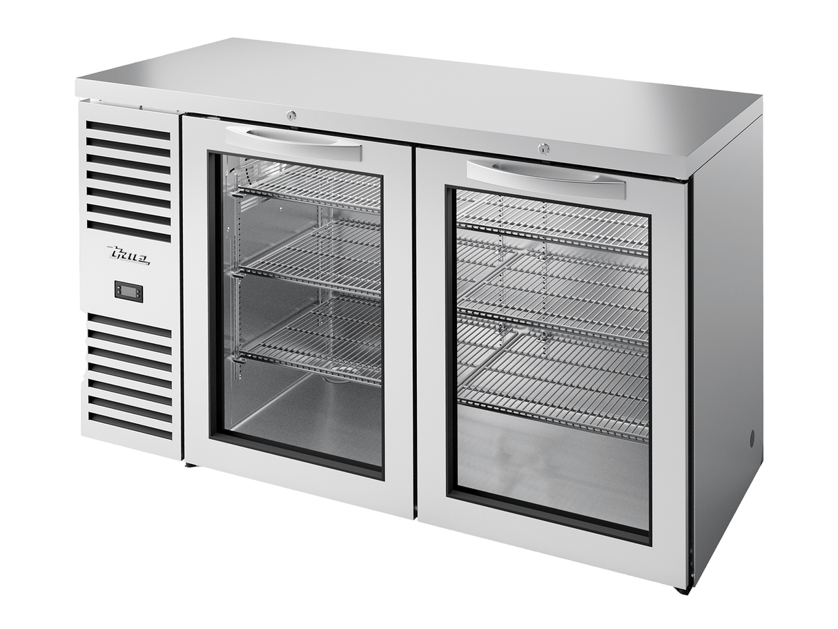 True Refrigeration Bar Refrigerator Stainless Steel Ext 2 Glass Swing Doors - TBR60 - RISZ1 - L - S - GG - 2 - Whisk Hospitality - TBR60-RISZ1-L-S-GG-2