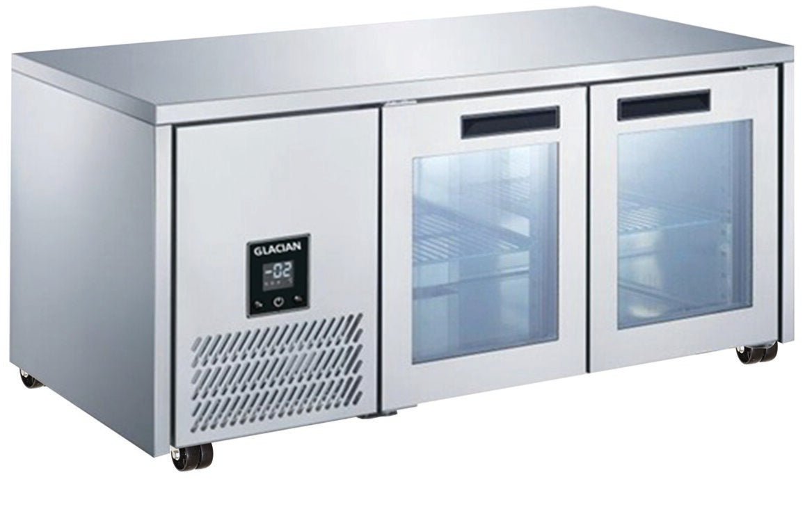 Glacian 2 Door Fridge 760mm Deep Glass Doors BCG71815 - Whisk Hospitality - BCG71815