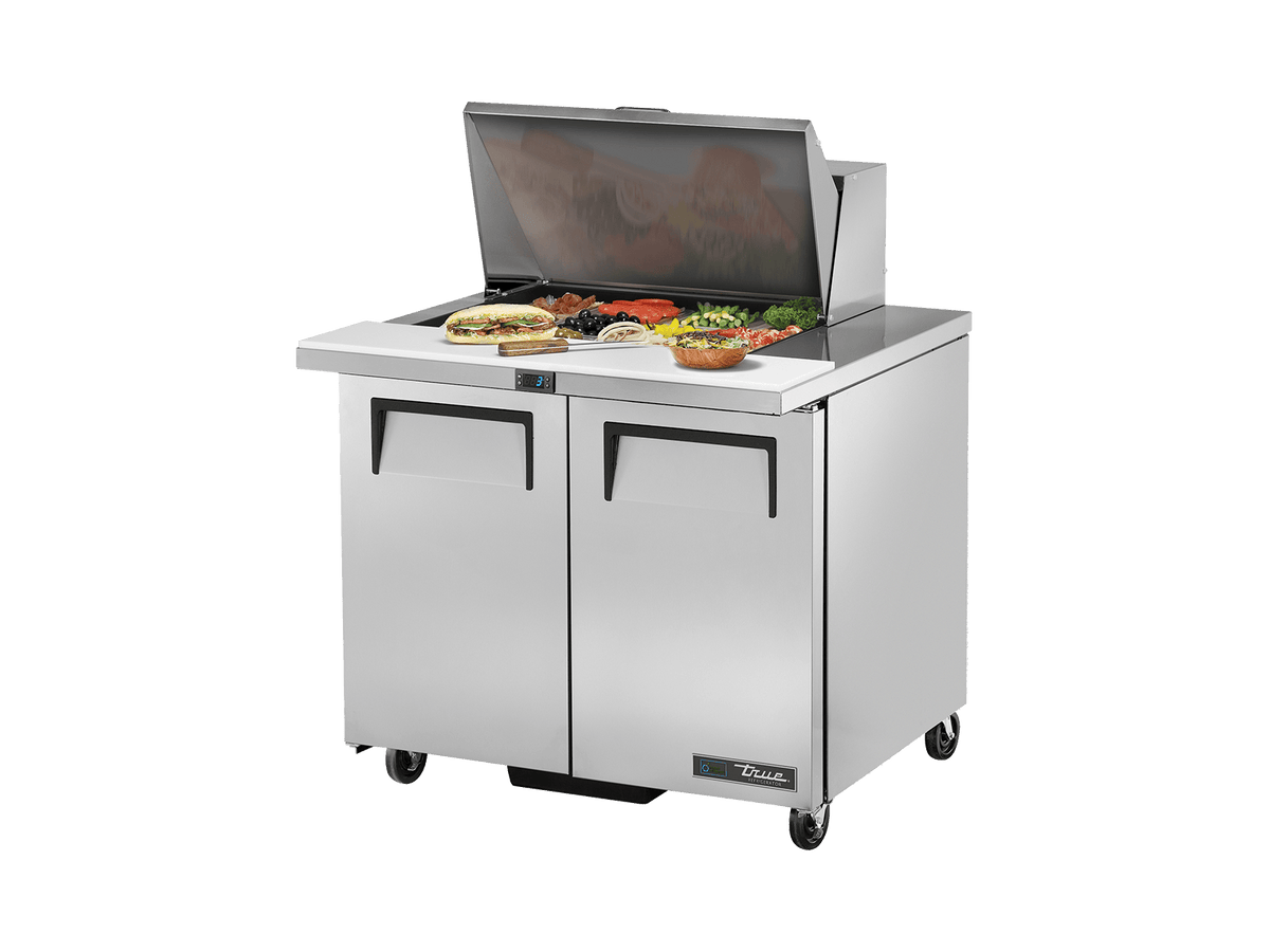 True Refrigeration Prep Table 12x 1/6 Top Pans 2 Solid Swing Doors - TSSU - 36 - 12M - B - HC - Whisk Hospitality - TSSU-36-12M-B-HC