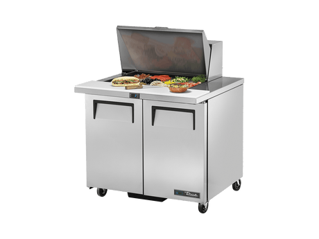 True Refrigeration Prep Table 12x 1/6 Top Pans 2 Solid Swing Doors - TSSU - 36 - 12M - B - HC - Whisk Hospitality - TSSU-36-12M-B-HC