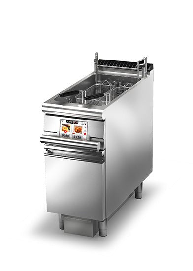 BARON 23L Single Basin EVO Electric Deep Fryer With Incorporated Oil Filtering And Basket Lift - Whisk Hospitality - Q90FREV/E422FA