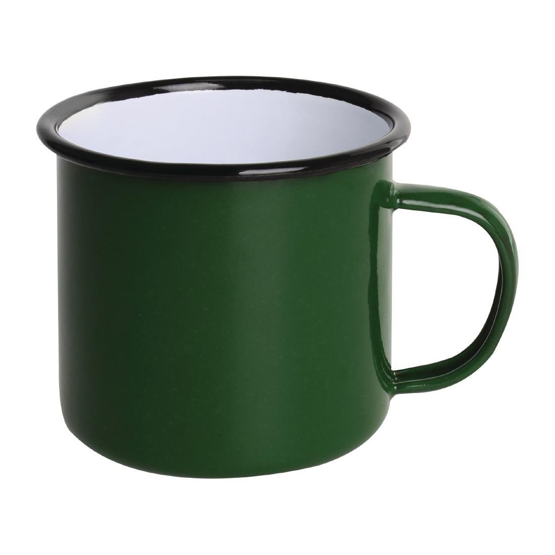 Olympia Enamel Green/Black Mug - 350ml 12.25oz (Box 6) DC396 - Whisk Hospitality - DC396