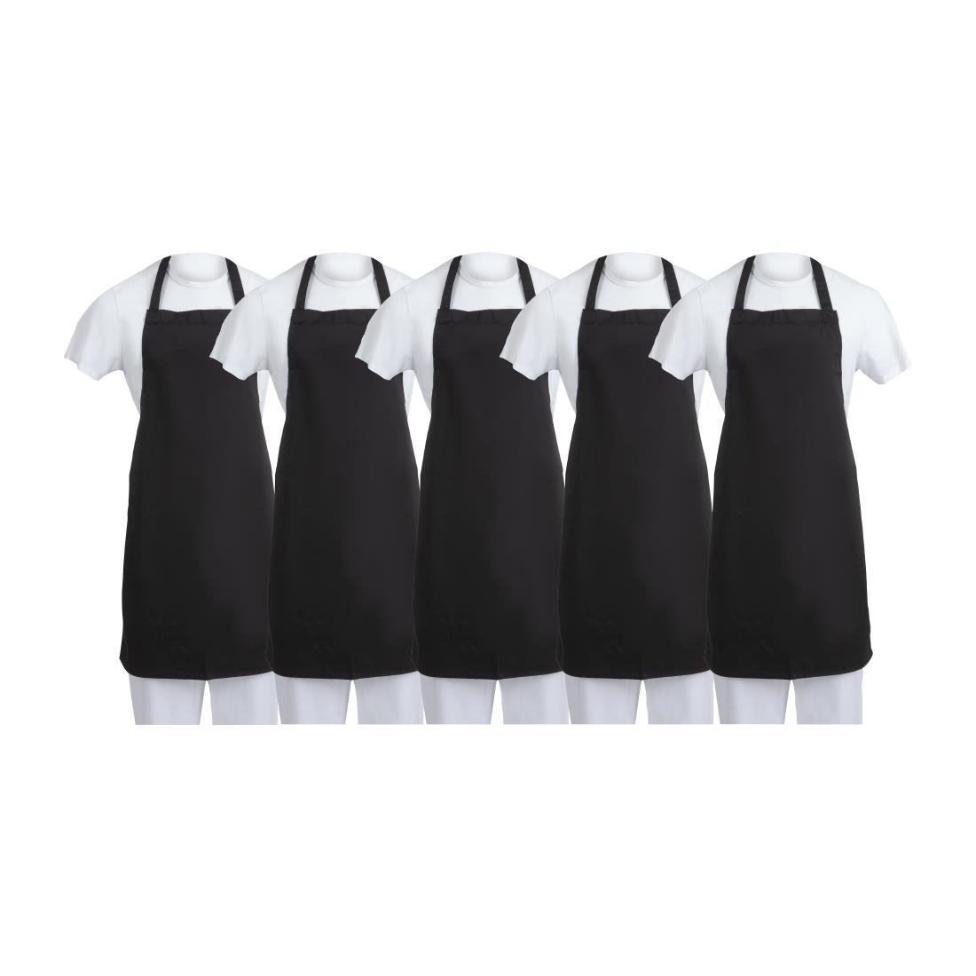 Whites Bib Apron Polycotton Black - A279 (Pack 5) SA816 - Whisk Hospitality - SA816