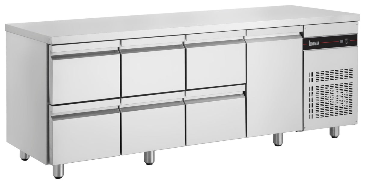 Inomak Under Bar Fridge 1 Door 6 Drawers UBD6000 - Whisk Hospitality - UBD6000