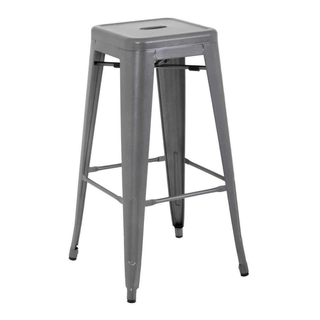 Bolero Gun Metal Grey Steel Bistro High Stool (Pack 4) DM934 - Whisk Hospitality - DM934