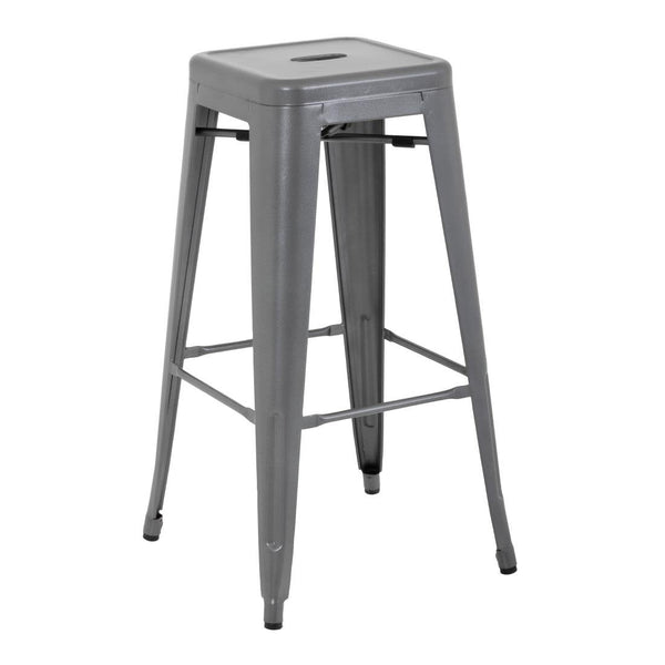 Bolero Gun Metal Grey Steel Bistro High Stool (Pack 4) DM934 - Whisk Hospitality - DM934