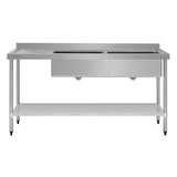 Vogue Double Bowl Sink L/H Drainer - 1800mm (90mm Drain) HC908 - Whisk Hospitality - HC908