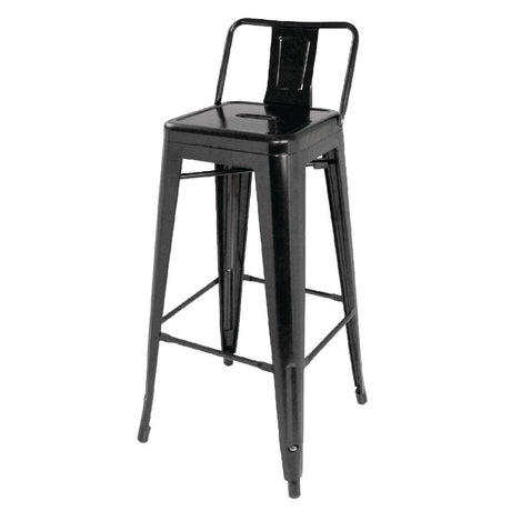 Bolero Black Steel Bistro High Stool with Backrest (Pack 4) DL882 - Whisk Hospitality - DL882