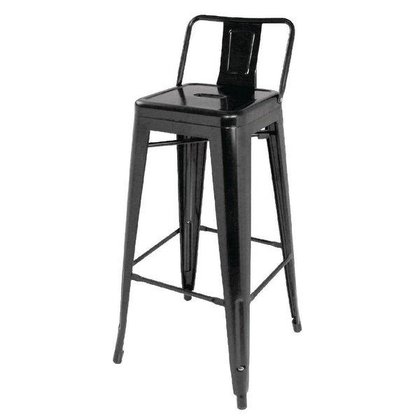 Bolero Black Steel Bistro High Stool with Backrest (Pack 4) DL882 - Whisk Hospitality - DL882