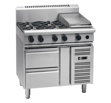 Waldorf 800 Series Rnl8603G Rb 900Mm Gas Cooktop Low Back Version Refrigerated Base - Whisk Hospitality - RNL8603G-RB