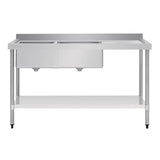 Vogue Double Bowl Sink R/H Drainer - 1500mm x 700mm (90mm Drain) HC916 - Whisk Hospitality - HC916