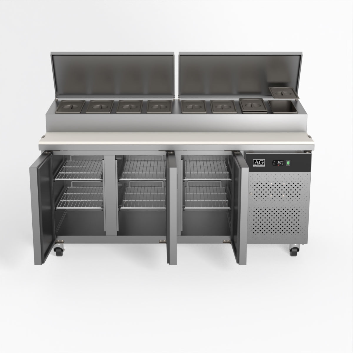 AG 3 Door Saladette Fridge €“ Fits 8 x 1/3 GN Trays SH3000 - 700 - Whisk Hospitality - SH3000-700