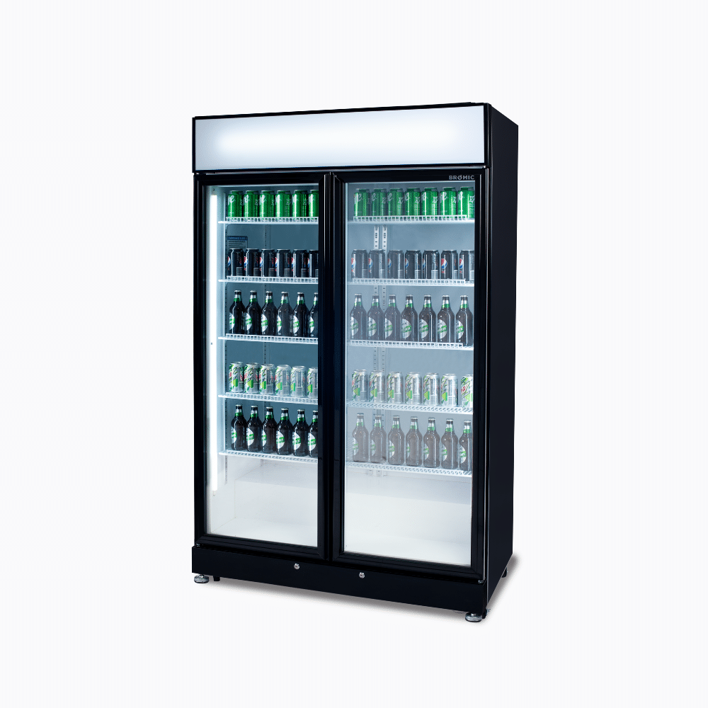 Bromic Upright Display Fridge - 885L - 2 Doors - Flat Glass - Black - Whisk Hospitality - GM0900LBECO