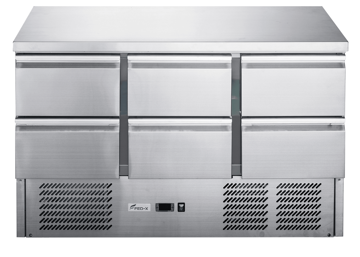 FED - X Six Drawer Compact Workbench Fridge - XGNS1300 - 6D - Whisk Hospitality - XGNS1300-6D