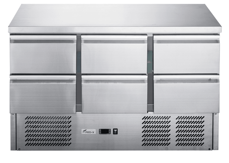 FED - X Six Drawer Compact Workbench Fridge - XGNS1300 - 6D - Whisk Hospitality - XGNS1300-6D