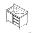 SC - 7 - 1200L - H CABINET WITH LEFT SINK - Whisk Hospitality - SC-7-1200L-H