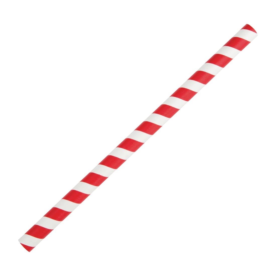Fiesta Compostable Smoothie Paper Straw Red Stripe - 210mm 10mm (Pack 250) FB147 - Whisk Hospitality - FB147