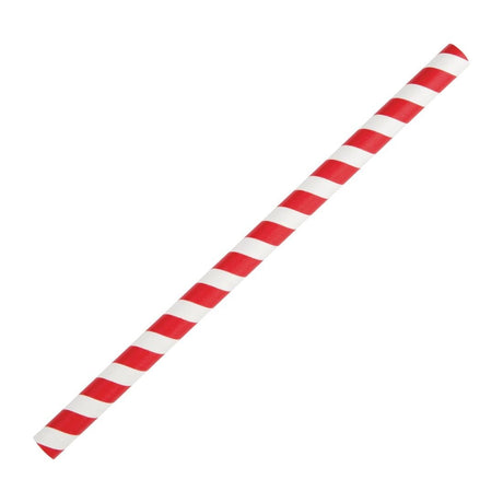 Fiesta Compostable Smoothie Paper Straw Red Stripe - 210mm 10mm (Pack 250) FB147 - Whisk Hospitality - FB147