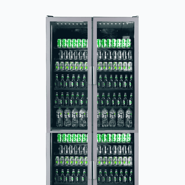 Bromic Upright Display Fridge - 1126L - 2 Door - Flat Glass - Silver - Whisk Hospitality - GM1100S-NR
