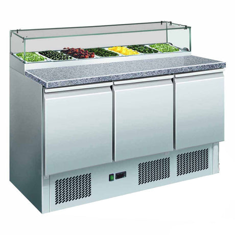 GNS1300E Three Door Salad Marble Prep Top - Whisk Hospitality - GNS1300E