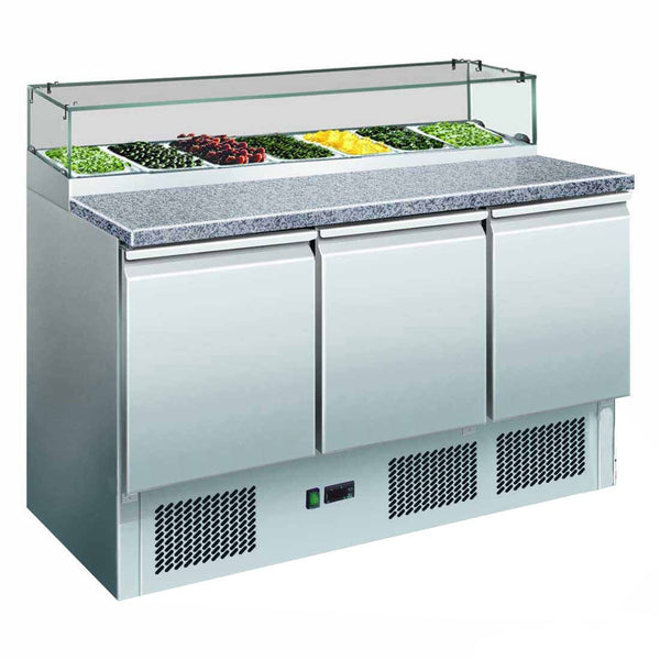 GNS1300E Three Door Salad Marble Prep Top - Whisk Hospitality - GNS1300E