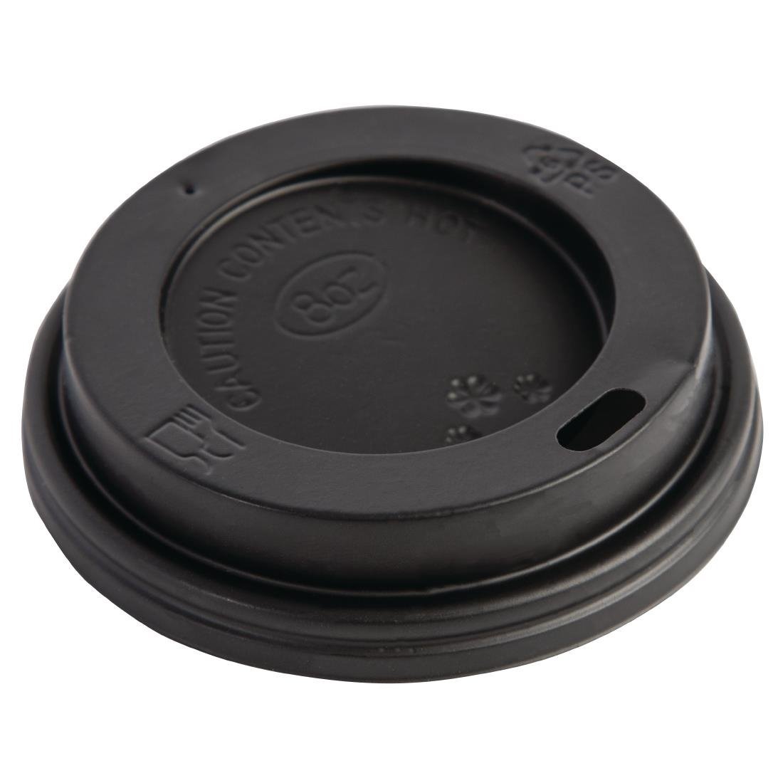 Fiesta Recyclable Lid For Hot Cups - Black - 225ml (Pack 50) CW715 - Whisk Hospitality - CW715