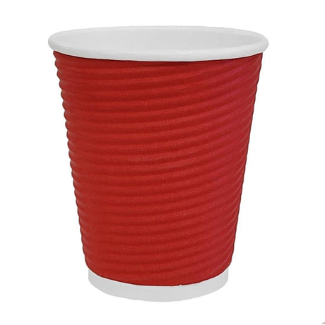 Fiesta Recyclable Hot Cup Ripple Wall Red 225ml (Sleeve 25) GP424 - Whisk Hospitality - GP424