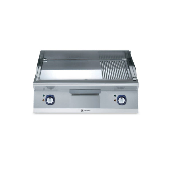 Electrolux 700XP Electric Griddle Plate with Smooth/Ribbed Polished Chrome Plate 800mm E7FTEHCPI0 - Whisk Hospitality - E7FTEHCPI0