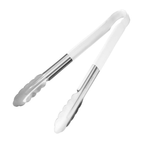 Hygiplas Colour Coded Serving Tong White - 300mm FX130 - Whisk Hospitality - FX130