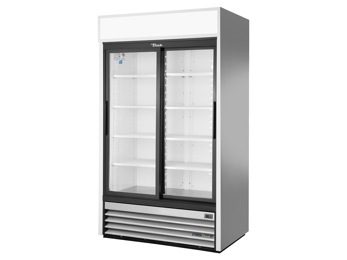 True Refrigeration Upright Retail Merchandiser Refrigerator 2 Full Glass Slide Doors - GDM - 37 - HC - LD - Whisk Hospitality - GDM-37-HC-LD