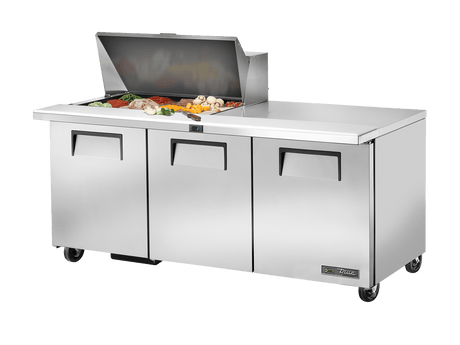 True Refrigeration Prep Table 15x 1/6 Top Pans 3 Solid Swing Doors - TSSU - 72 - 15M - B - HC - Whisk Hospitality - TSSU-72-15M-B-HC